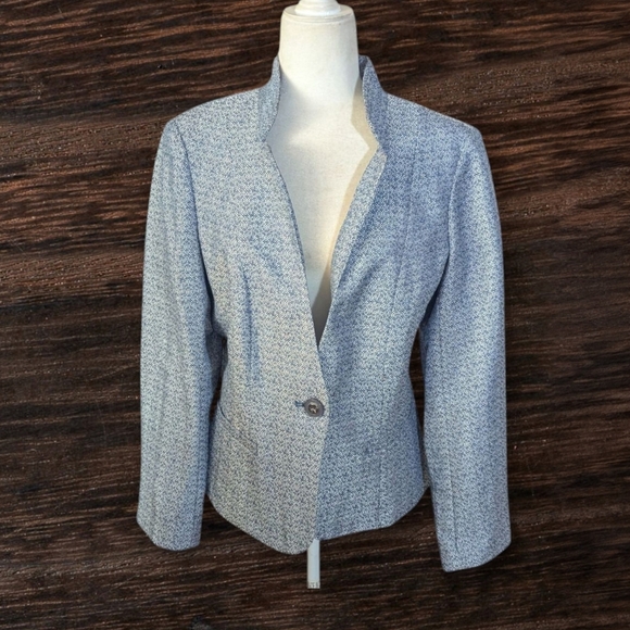 John Meyer Steel Gray/ Blue Textured classic Career Blazer Sz 12 - Picture 1 of 11